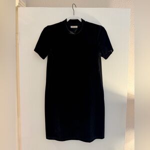 Madewell Black Velvet Short-Sleeve Mini Dress